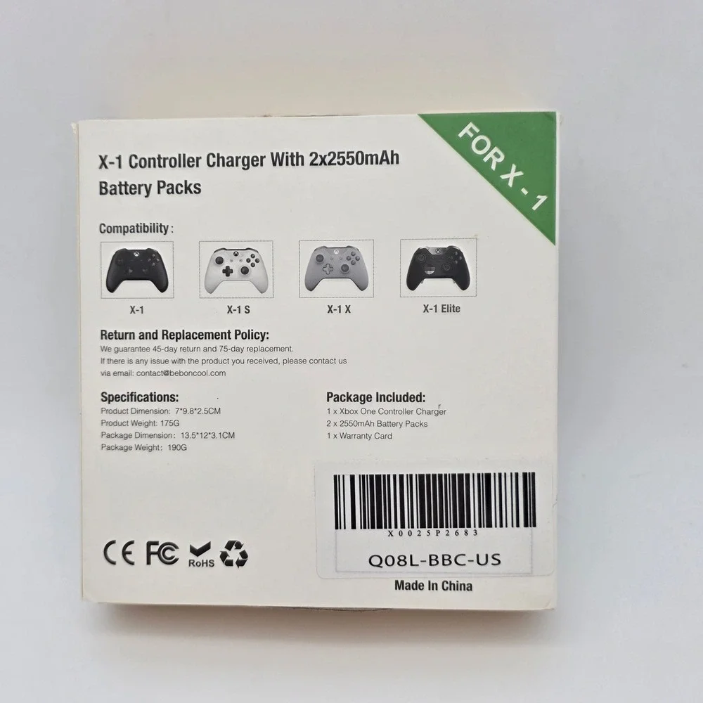 BEBONCOOL X-1 Controller Charger for Xbox One 2x2550mAh Battery Packs Black New‎
